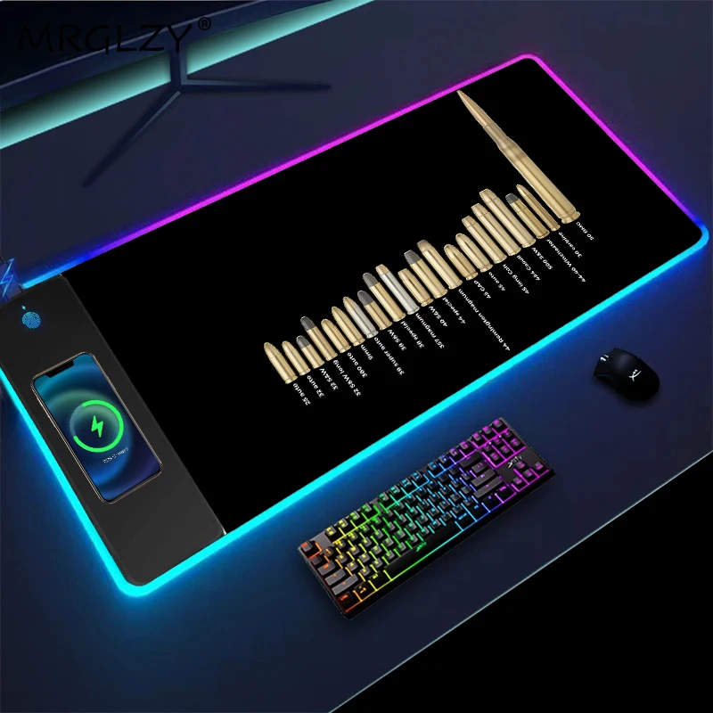 

Wireless Charging Keyboard Long Pad Hand Gun Ammo Large Mouse Pad Home Office Gaming Setup Accessories Desk Pad Mat Table for Pc