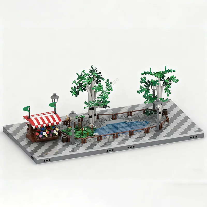1683 pièces MOC petit parc étang modulaire modèle de construction blocs anniversaire créatif artisanat jouets Architecture cadeaux de noël