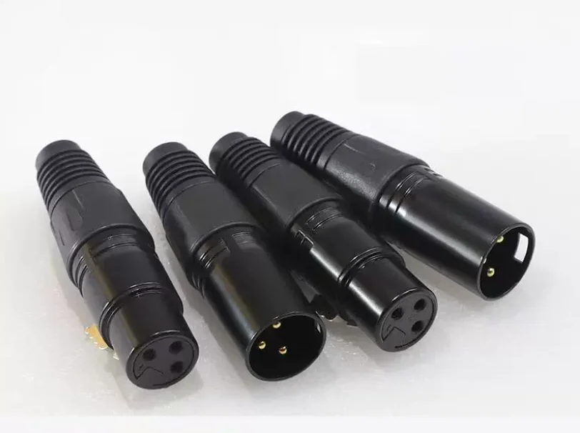 5pcs Gold Plated Three Core XLR Balanced Male And Female Canon Head Microphone Speaker Plug Male Female Connector