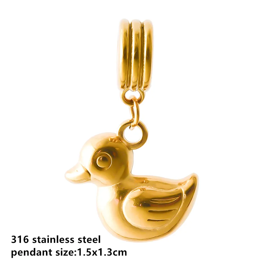 Goldfarbener kleiner Tieranhänger Ente Katze Taube Pferd Edelstahl Armband Armreif Anhänger für Schmuckherstellung handgemachte Dekoration – Detail 13