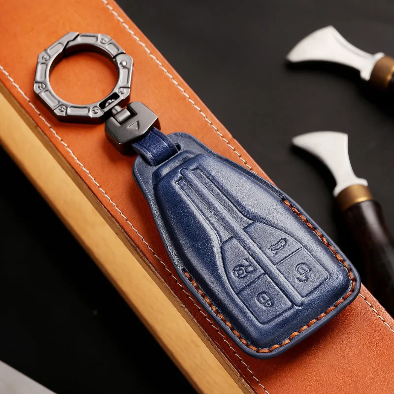 

For Hongqi HS5 HS7 2022-2026 Car Key Case Cover Shell Key Fob Cover High-Grade Leather Auto Keychain Protector Shell Accessories