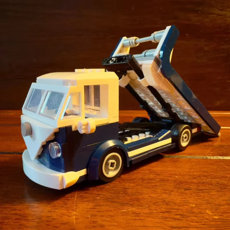 Modello di auto cittadina MOC ‌   T1 Blocchi di costruzione per rimorchio per carichi pesanti STEM Modello di veicolo di ingegneria meccanica Decorazione per esposizione della casa