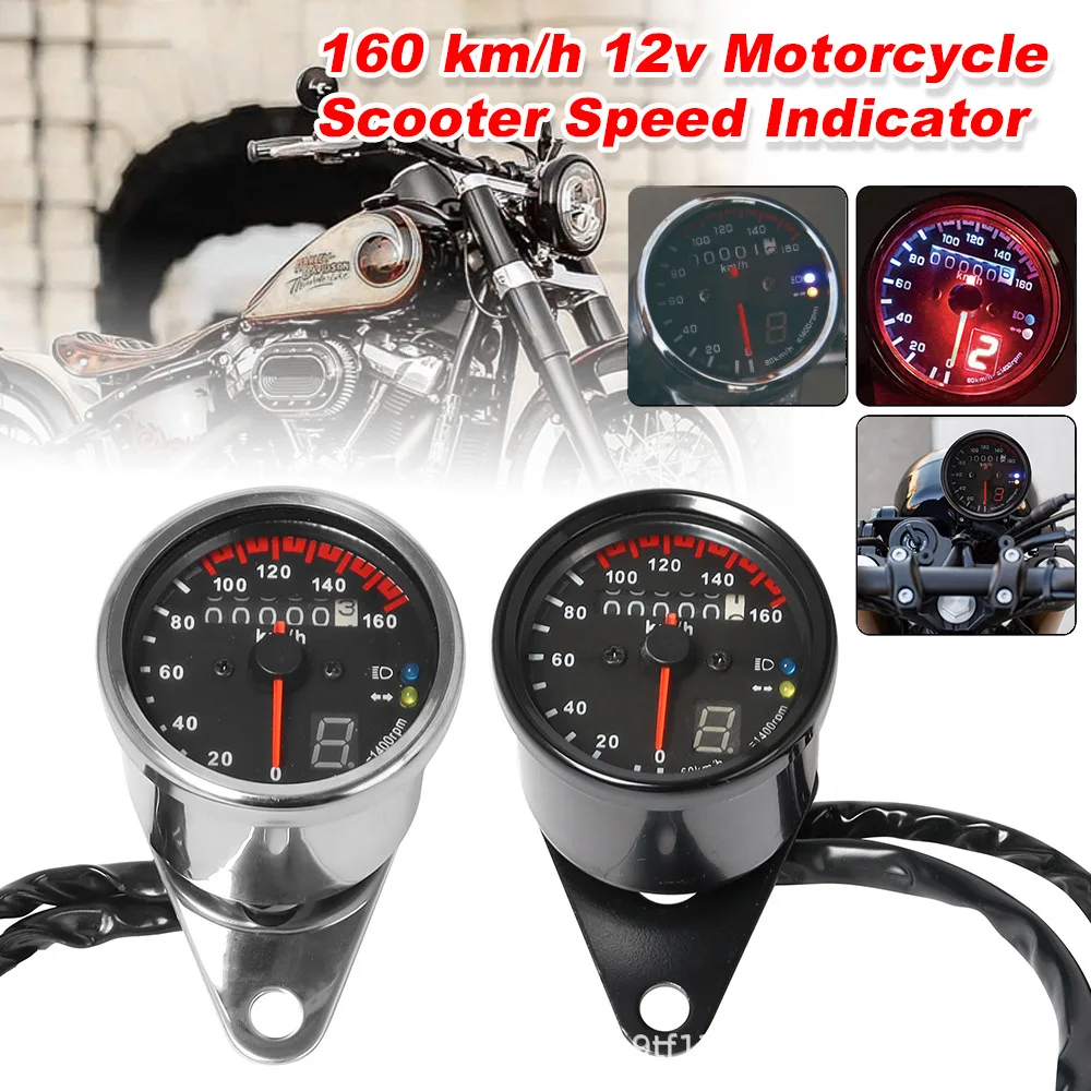 Motorcycle LED Odometer with gear display Vintage Instrument Modified Code Meter Meter for Honda Yamaha Kawasaki