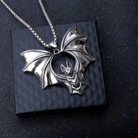 2024 New fashion stainless steel bat pendant necklace unisex punk hip-hop style lucky gift