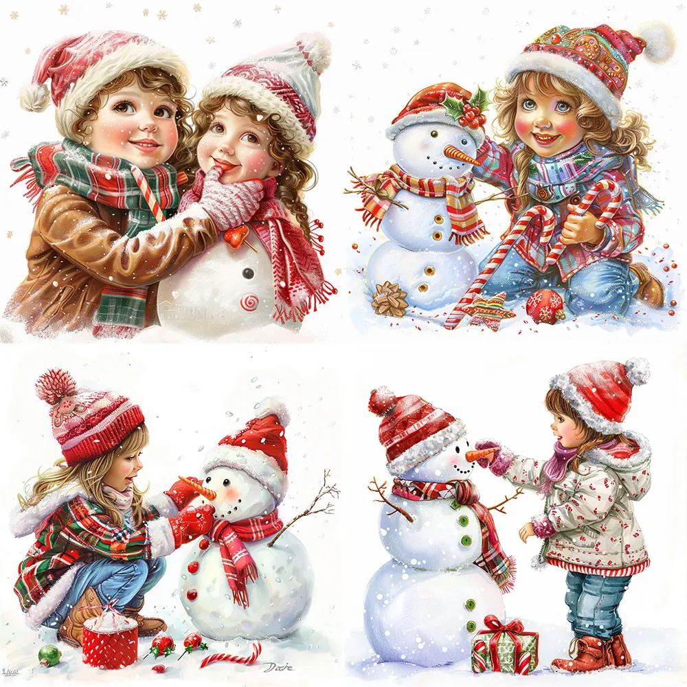 Christmas Girl Snowman Stickers Pack Varied for Kid Crafts Scrapbooking Luggage Notebook Car Aesthetic Decoration Graffiti Decal