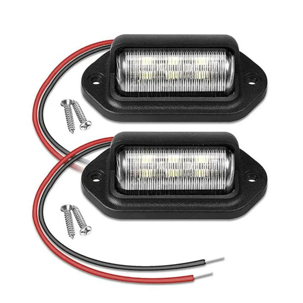 

2/1Pc 6 LED Car License Number Plate Lights Waterproof 12-24V Universal Truck RV Trailer Tail License Plate White Side Lamp Bulb