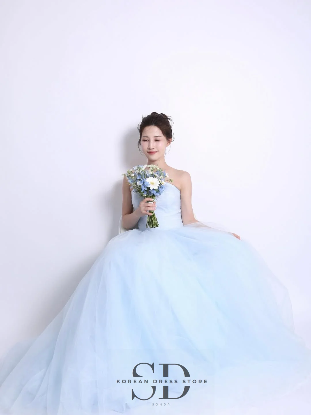 Sondr Light Blue Korean Wedding Dresses Strapless Customized Bridal Self-Wedding Dress Photo Shoot Corset Evening Party Gown