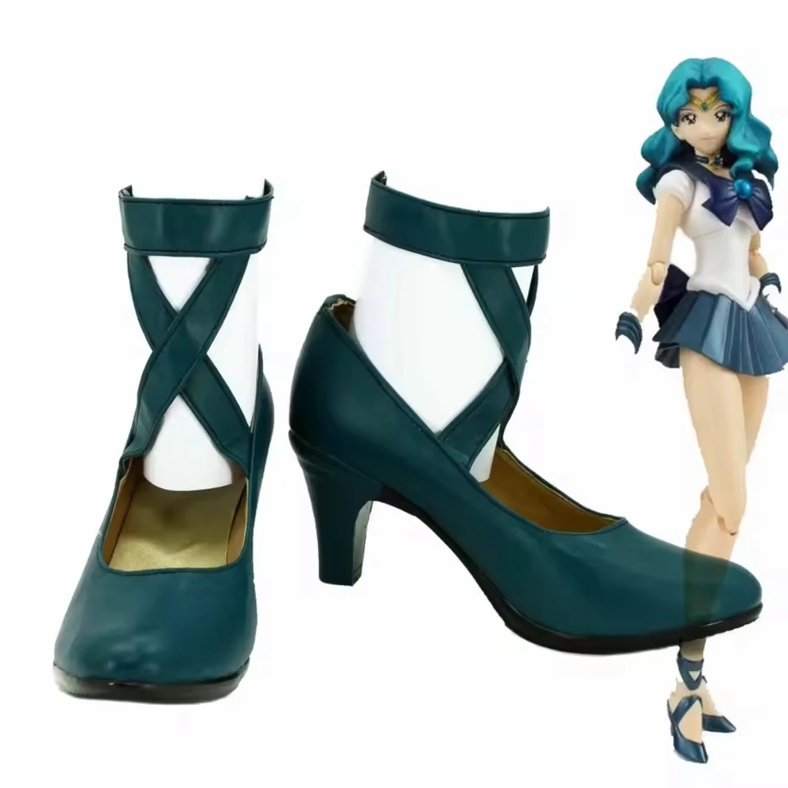 أحذية أنيمي بحار نبتون كايو ميتشيرو التأثيرية أحذية خضراء للنساء لزي الهالوين