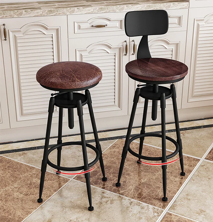 

Walnut Bentwood Adjustable Height Leather Modern Barstool With Back Pu Seat Extremely Comfy Bar Stools