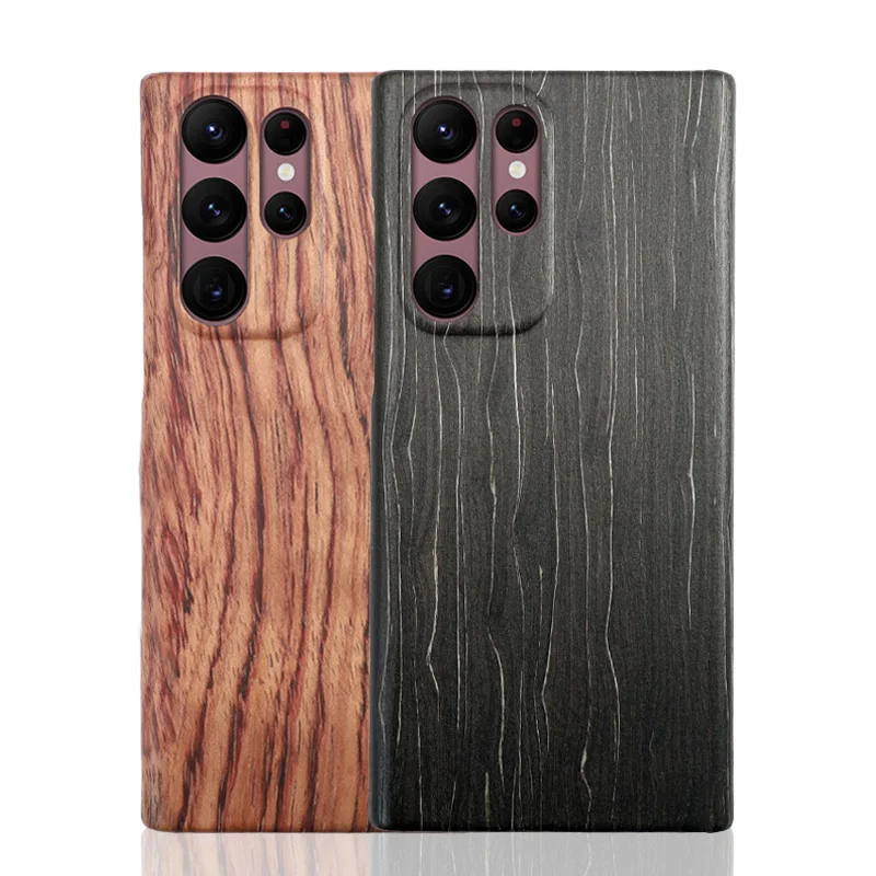 Natural Wooden phone case FOR Samsung S22 + ultra S21 + ultra case cover black ice wood ,Walnut, Rosewood