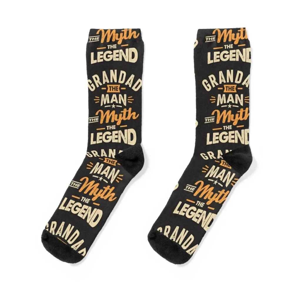 

Grandad The Man Myth Legend - Mens Funny Dad and Grandpa Socks Running floor Boy Socks Women's