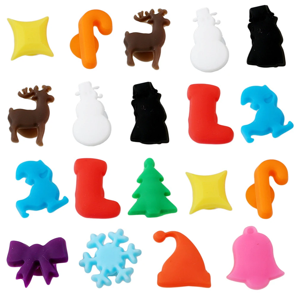 

36pcs Christmas Markers Red Silicone Cup Identifier Party Tags Easy Distinguish Heat Insulation Environmentally Friendly