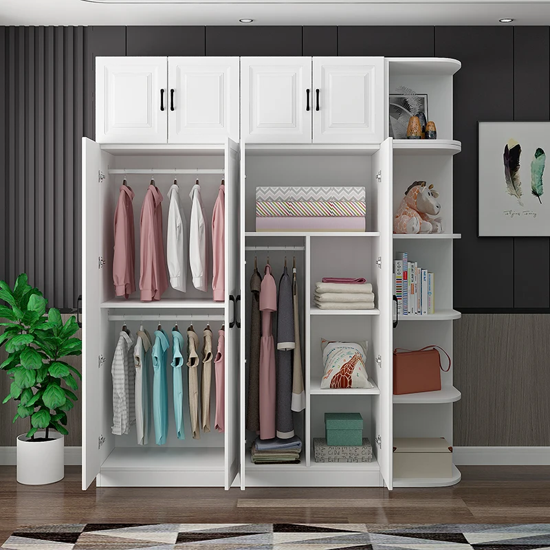 

Wooden Organizer Wardrobes Mirror White Hanging Free Shipping Dressers Cabinets Apartment Luxury Armario De Ropa Home Furniture