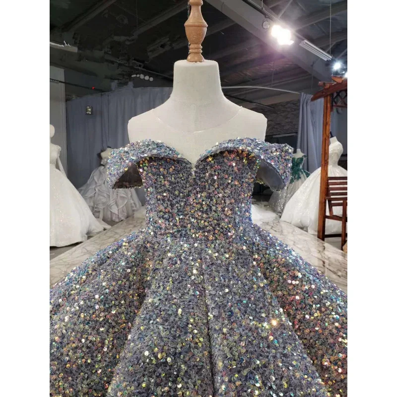 

Women Ball Gown Quinceanera Dress Off Shoulder Glitter Sequined Formal Gown Princess Prom Dress Party Evening Wear Wedding Brid