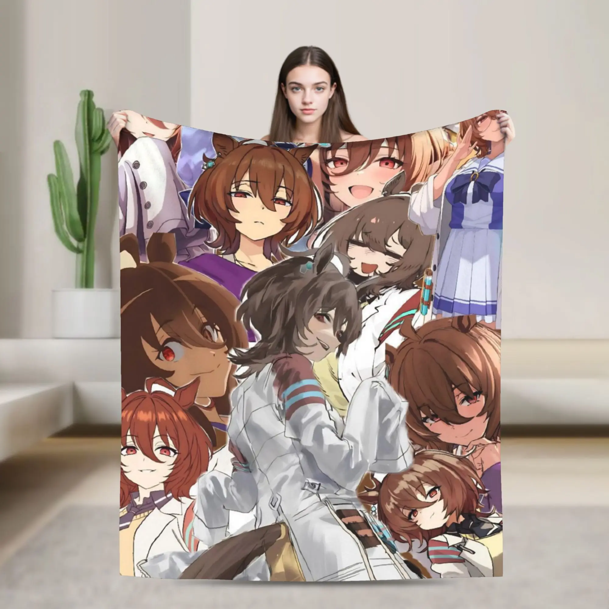 Agnes Tachyon Blanket Flannel Uma Musume Pretty Derby Super Soft Throw Blanket for Bedroom Sofa Bedspread
