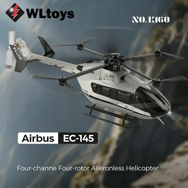 WLtoys 4CH K160 Airbus EC-145 RC Helicopter 4CH 6 Axis Gyro Altitude Hold Beginner Adults Indoor Outdoor Toy