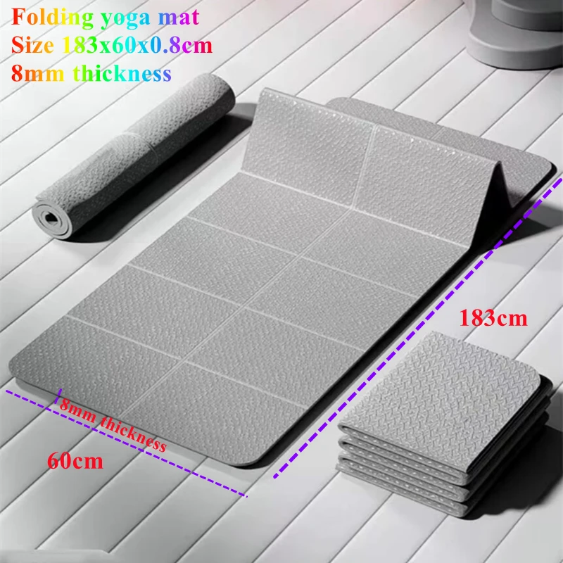 Fold Portable 183x60cm Yoga Mat Moisture-proof Outdoor Non-Slip Durable 8mm Thick Exercise Camping Picnic Mat Fitness Workout