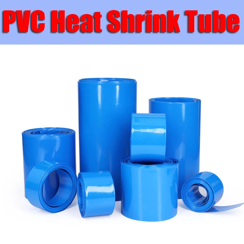 5M Blue Width 25mm ~ 200mm PVC Heat Shrink Tube 18650 Battery Wrap Pack Insulated Cable Protector Sleeve Lithium Film Case