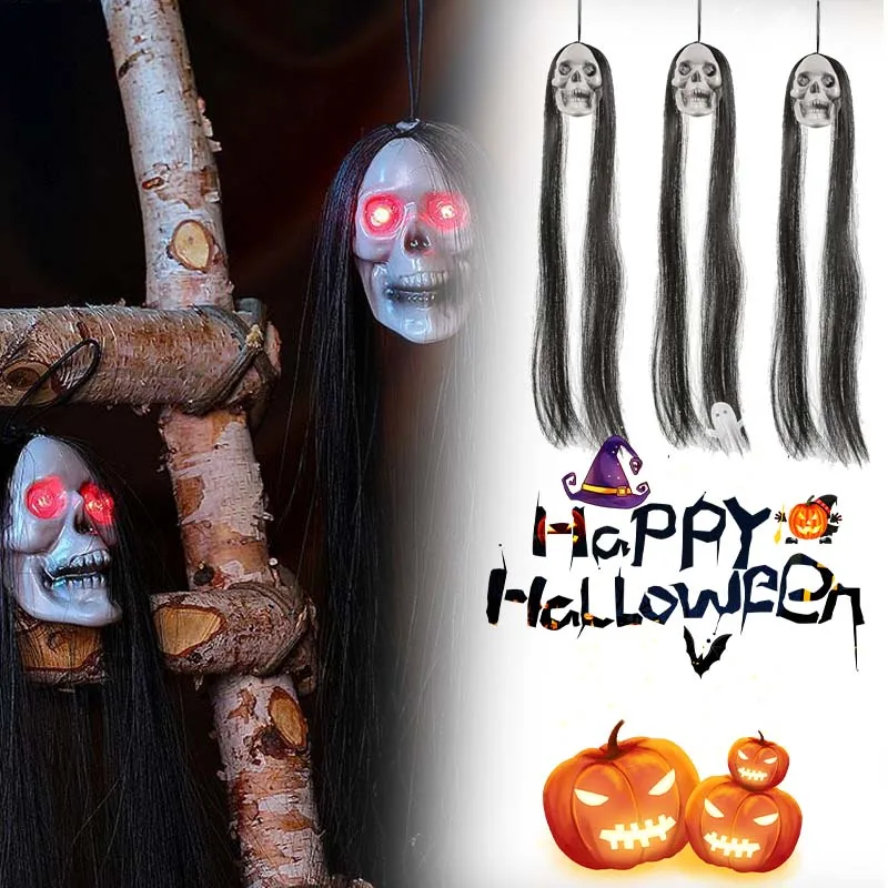 

Длинные волосы, светящийся женский скелет, призрак, Хэллоуин, подвесной призрак, скелет, ужас, череп, дом с привидениями, комплект для секретной комнаты, украшение