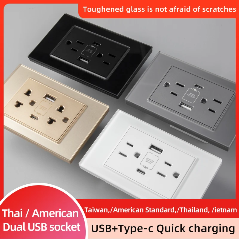 Herepow 118 Series Thailand American Standard USB Wall Socket Type-c 3.1A Fast Charging Smart Google Home Appliance Plug Adapter