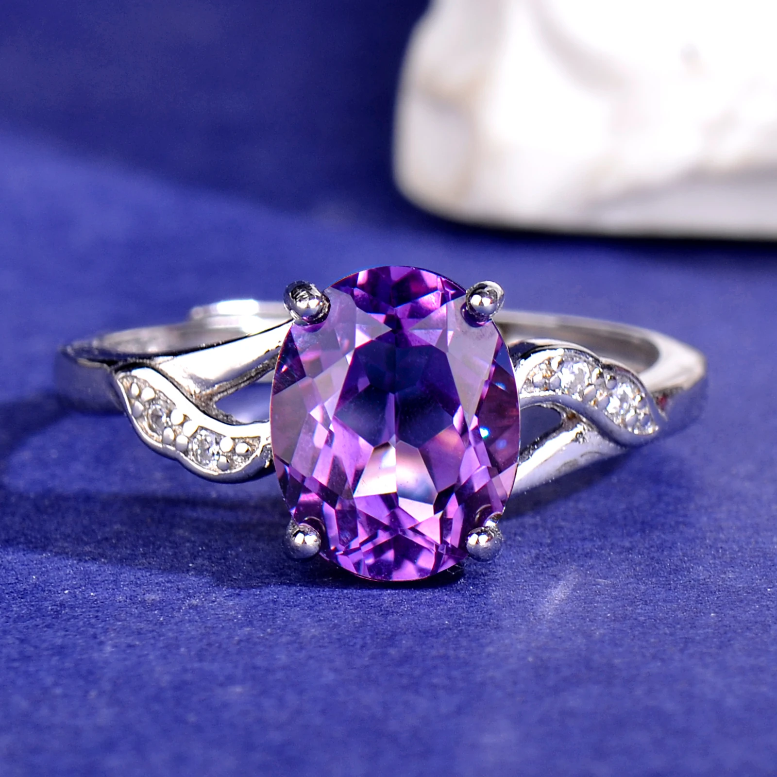 

925 Silver Natural Amethyst Ring, Suitable for Women, Women's Ring, Adjustable, Elegant, Fashionable, Luxurious, Classy, High-End, Festive Gift, Valentine's Day Gift, Mother's Day Gift, Gift for Loved Ones, Birthday Gift, Christmas Gift Thanksgiving Gift