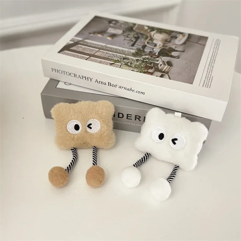 Cute Plush Smile Biscuit Keychain Cotton Stuffed Doll Toy Keyring Backpack Bag Pendant Car Key Chains For Women Girls Gift