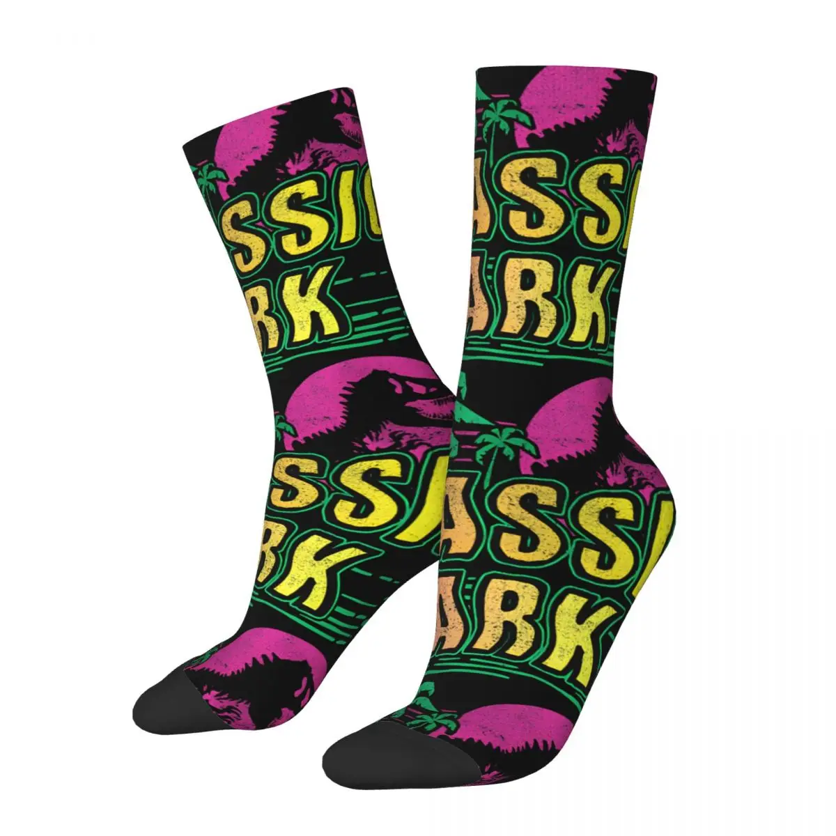 

Funny Happy Isla Nublar Colorful Logo Retro Harajuku Jurassic Park Hip Hop Novelty Casual Crew Crazy Sock