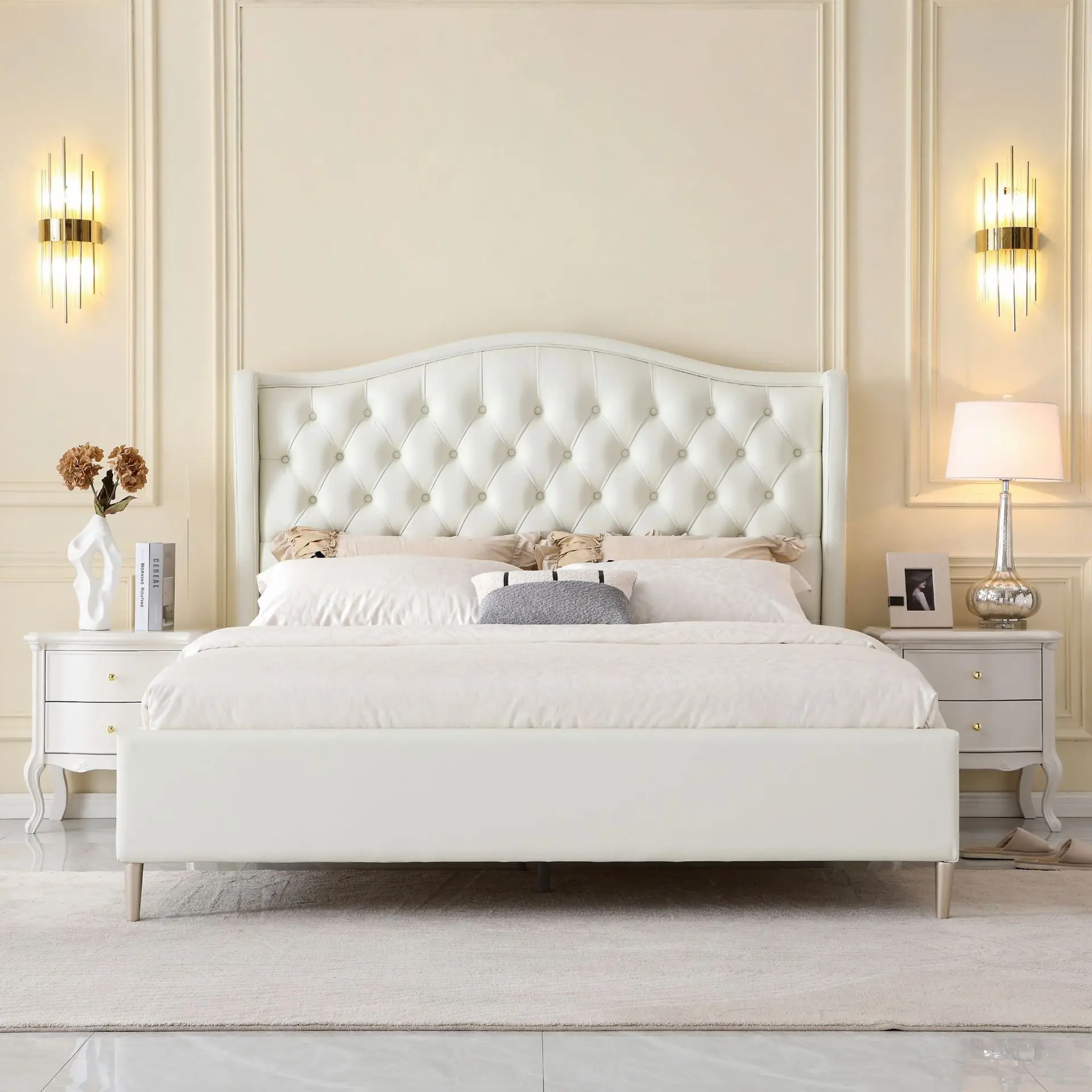 

Customizable American light luxury master bedroom queen bed 1.8 meters soft bag double bed