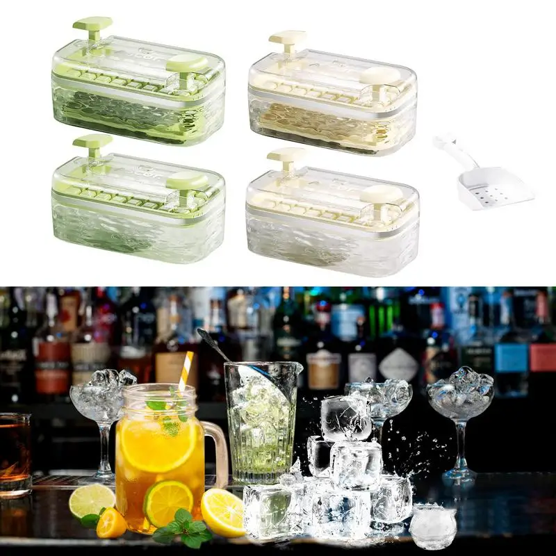 

Silicone Ice Cube Tray Mold with Lid 32 Grids One-Click Ice Maker Easy Release DIY Whiskey Cocktail Tools Kitchen & bar Gadgets