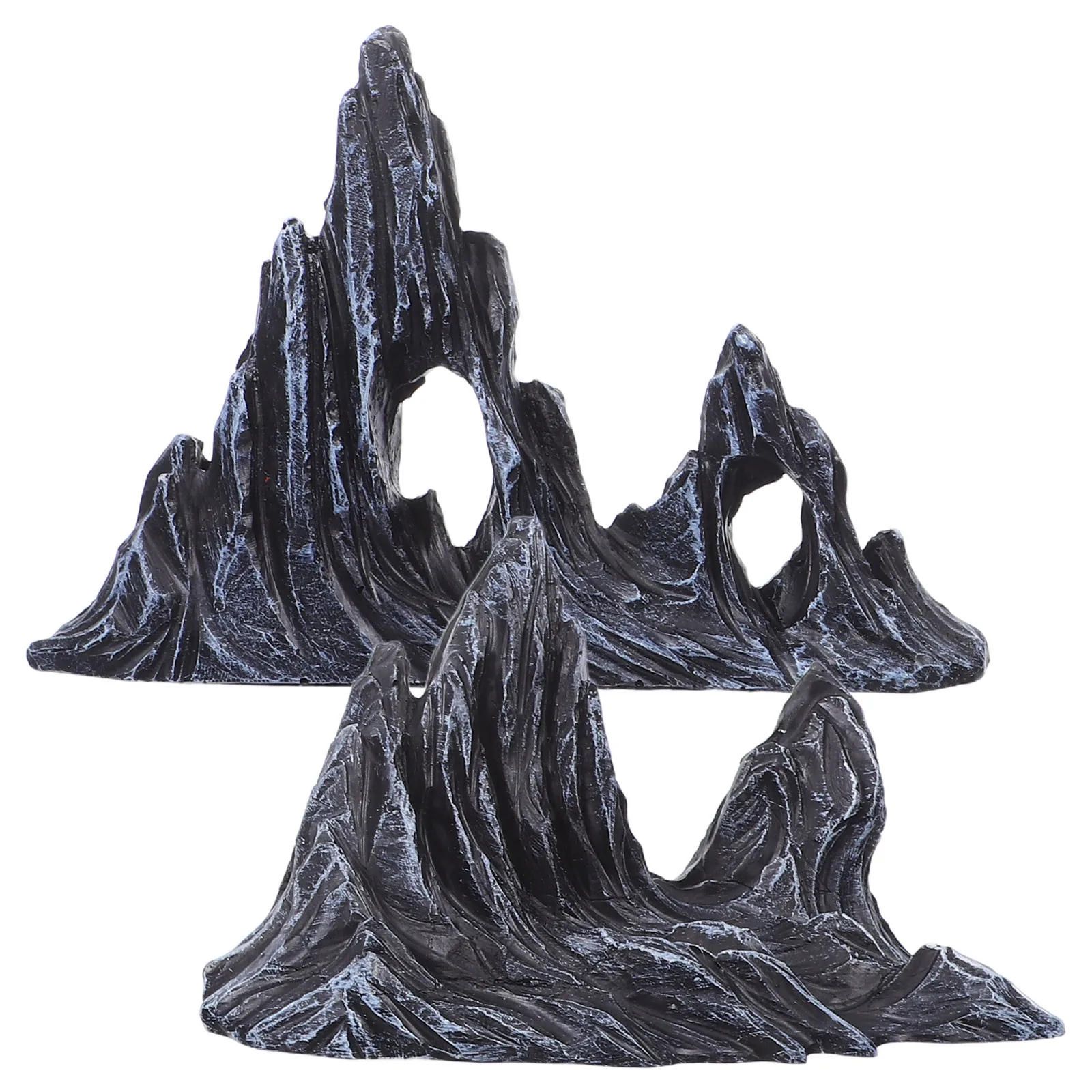 

2pcs Resin Mountain Ornament Aquarium Fish Tank Landscape Decoration Artificial Rock Shrimp Hideout Fade Resistant Lightweight