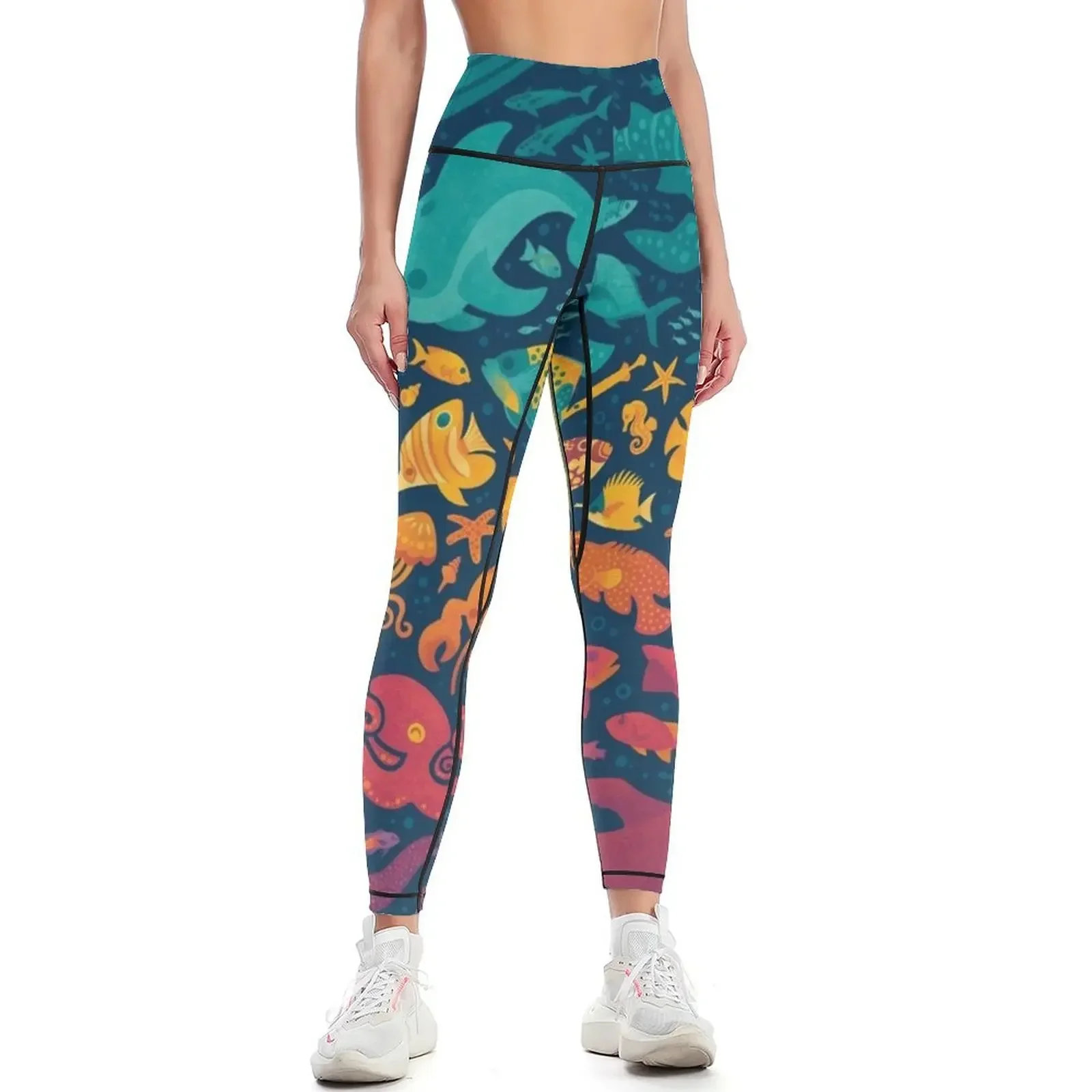 

Aquatic Spectrum 2 Leggings high waist harem pants workout shorts flared Womens Leggings