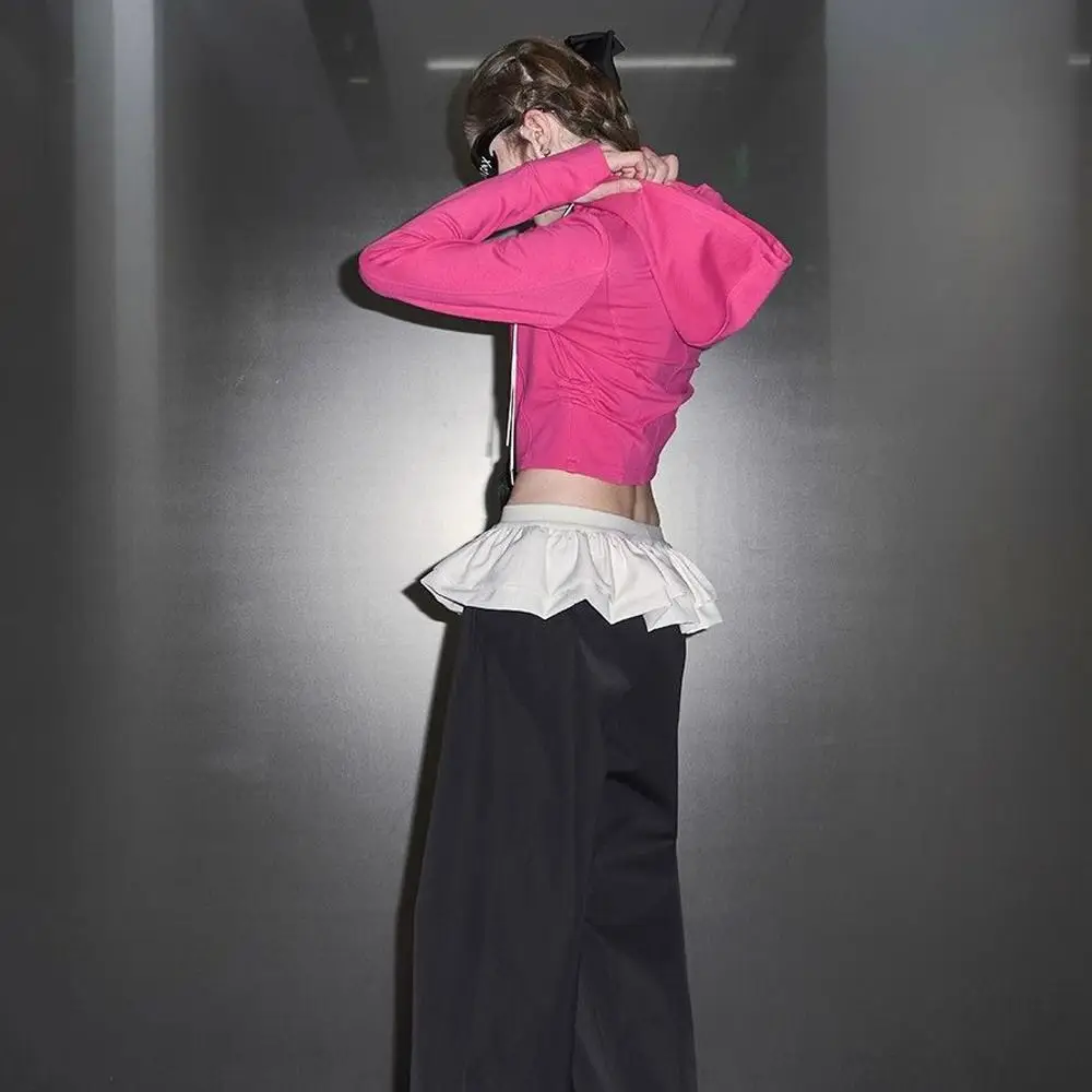 Nueva Minifalda Dulce Estilo Y2K, Color Blanco, Faldas con Volantes, Estilo Harajuku, Falda Plisada Multicapa con Decoración de Jeans