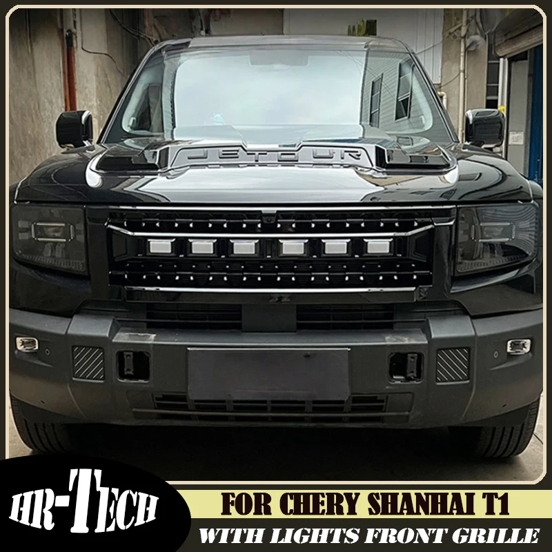 

Auto with Lights Front Grille Suitable for Jetour Shanhai T1 2024 2025 Modified Car Highway Knight Kit Front Face Bumper