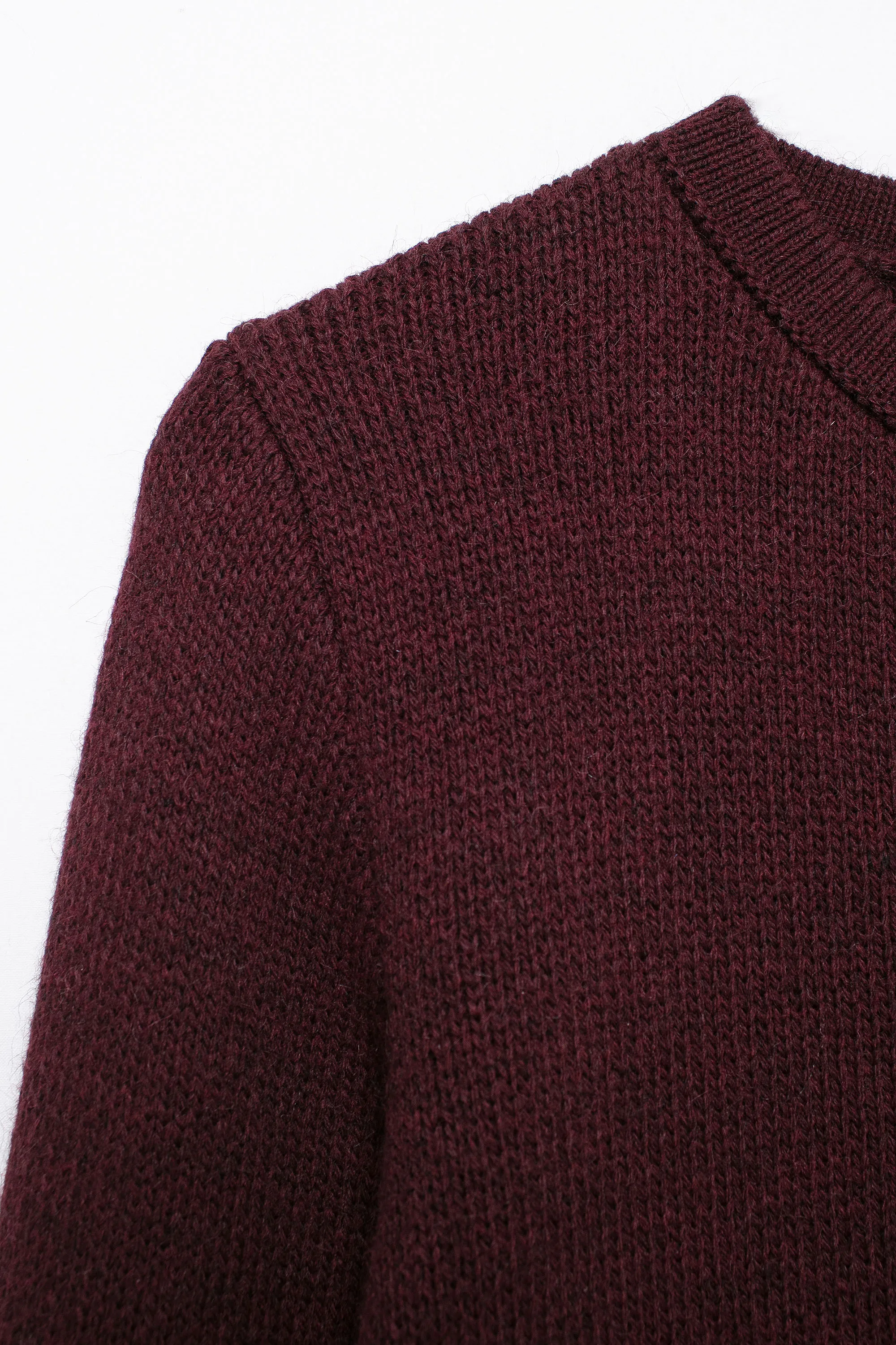 Gold-Breasted Knitted Jacket Round Neck Long Sleeve Burgundy Sweater