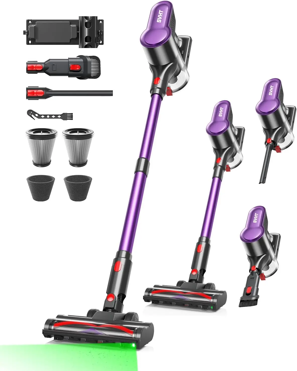 

500W 45KPa 50Mins Cordless Vacuum, LED Light, Anti-Tangle, Self-Standing, 1.6L Dust Cup, Lightweight for Pet Hair & Hard Floors