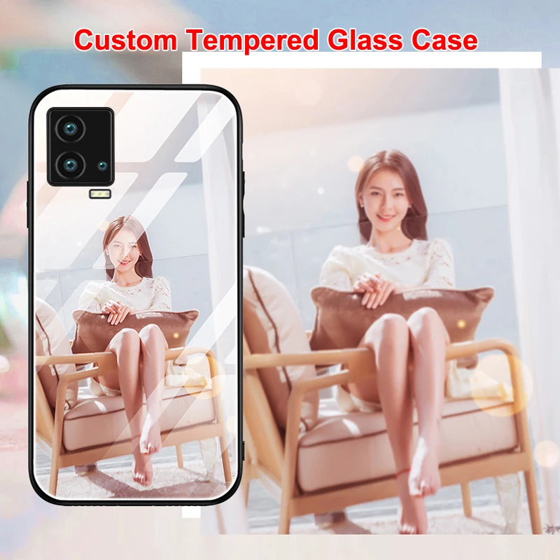 Custom Tempered Glass Case for Vivo IQOO 8 Pro 7 5 Neo 3 X80 X70 X60 Y53S Y52S Y95 Y93S Cases DIY Photo Picture Anti-fall Fundas