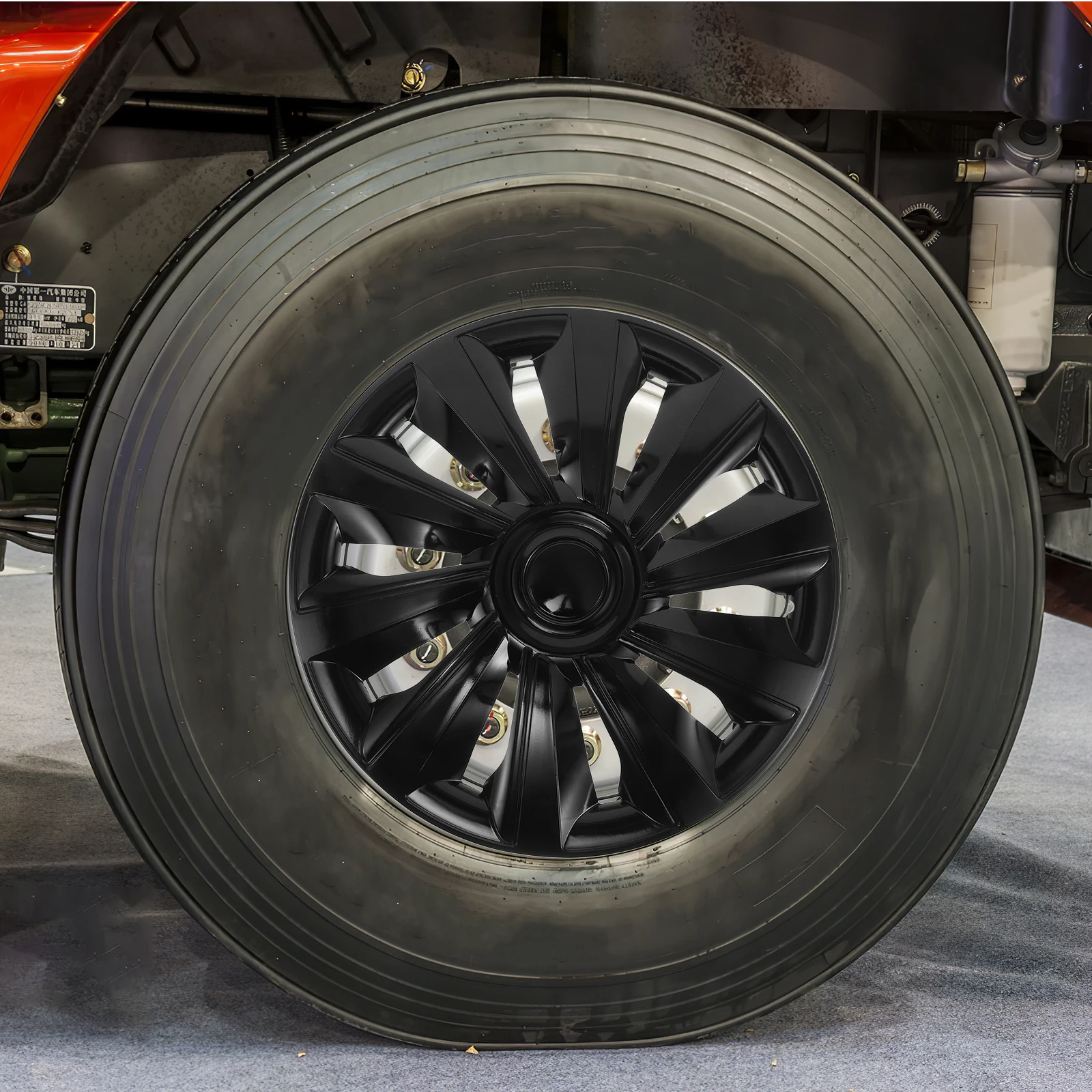 

Black Plastic Wheel Hub Covers Universal Fit 14 Inch Car Truck Rim Caps Durable Water Resistant Easy Install Hubcap Center