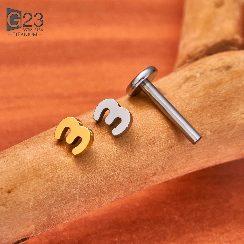 ASTM F136 Titanium 16G Labret Stud Internally Threaded Earring Geometric Graphic Helix Tragus Cartilage Ear Piercing Jewelry