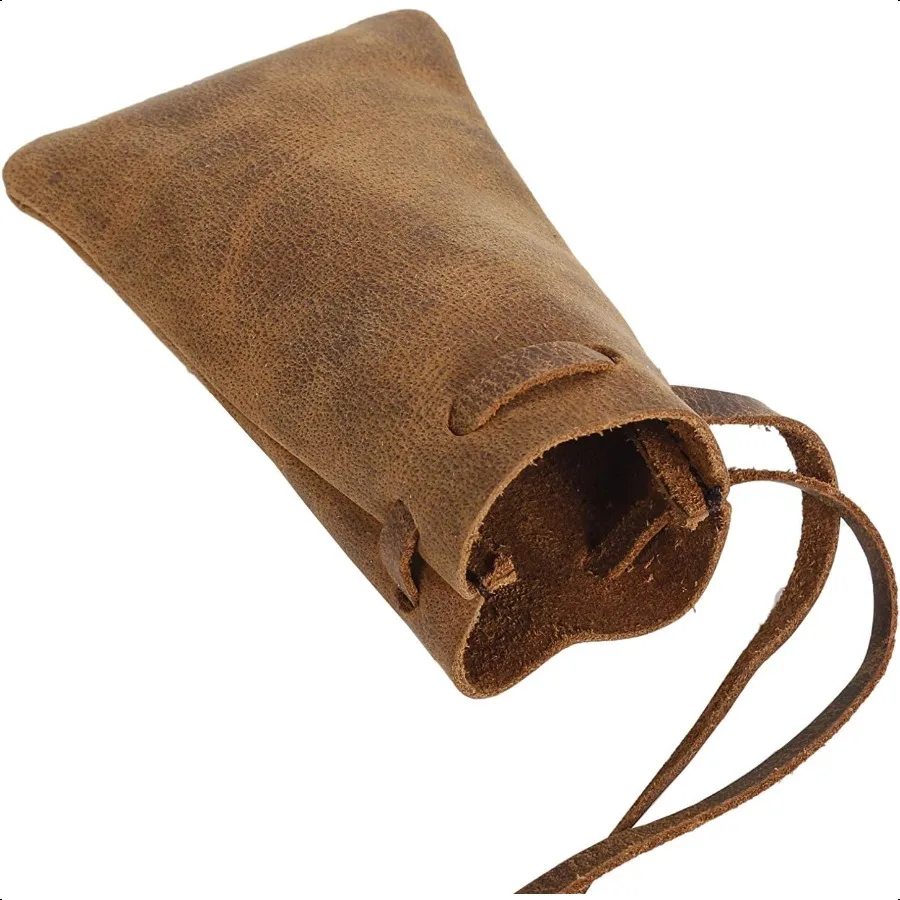 Bolsa de couro com cordão multiuso bolsa de cintura de moeda medieval