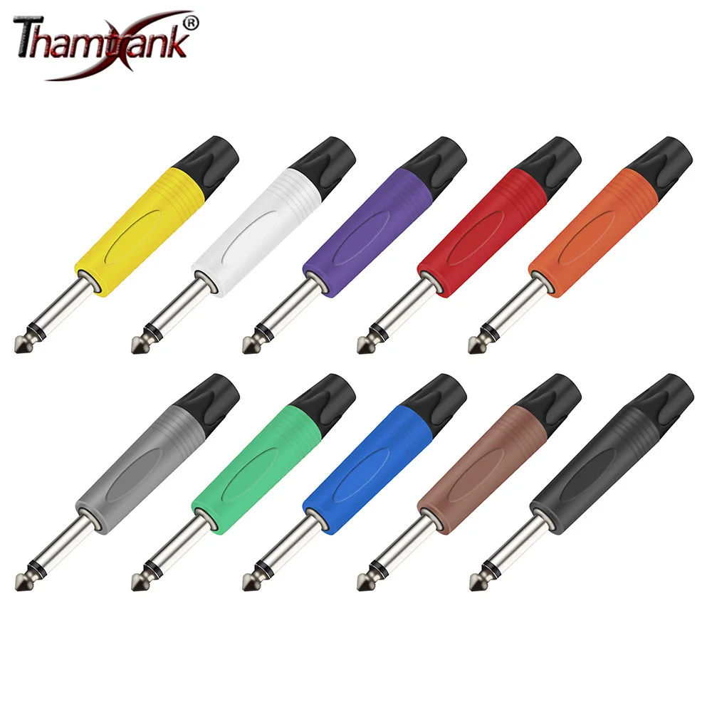 

10pcs 6.35/6.5mm TS Male Solder Adapter Jack DIY Audio Cord Connector,1/4 inch Mono Plug for Guitar/Speaker/Microphone Cable