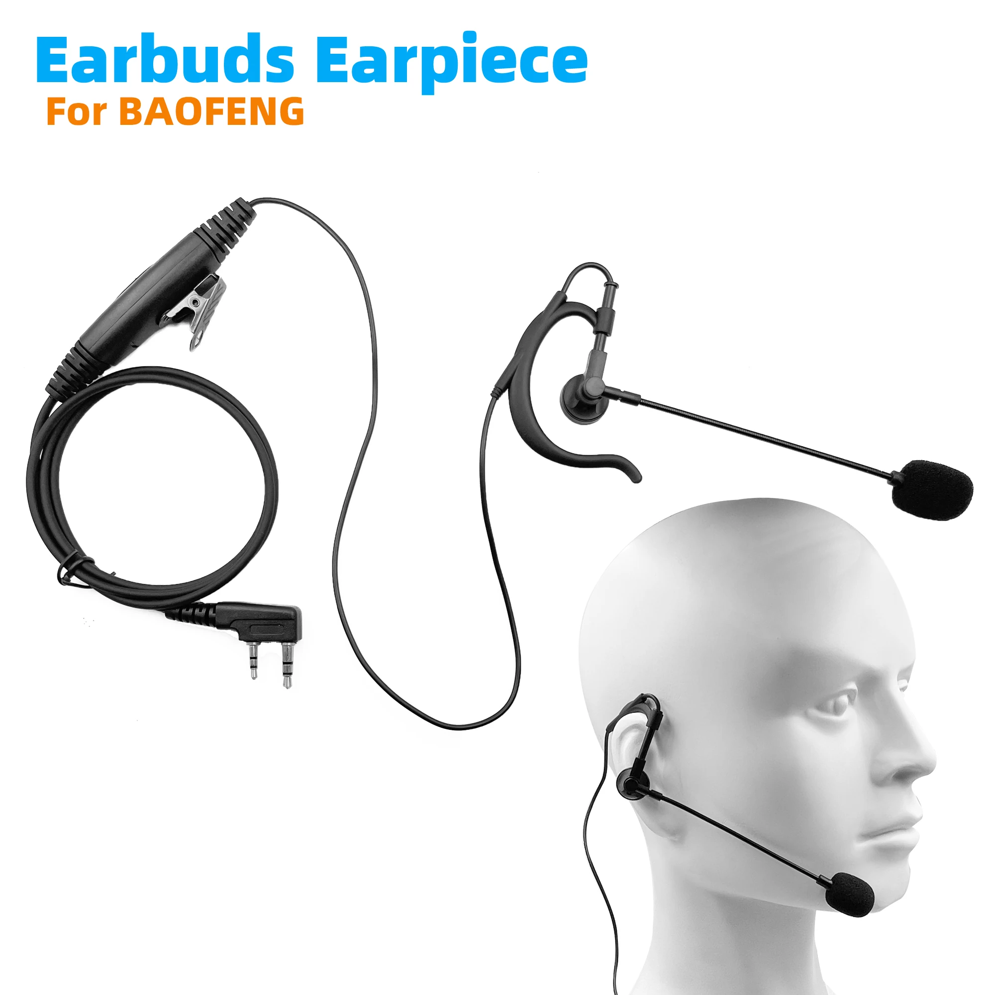 

New 2 Pin Earphone K Port Headset For KENWOOD Baofeng Radio UV-82 UV-13 BF-888 UV-5R DM-1701 Quansheng UVK5 UVK58 Walkie Talkie