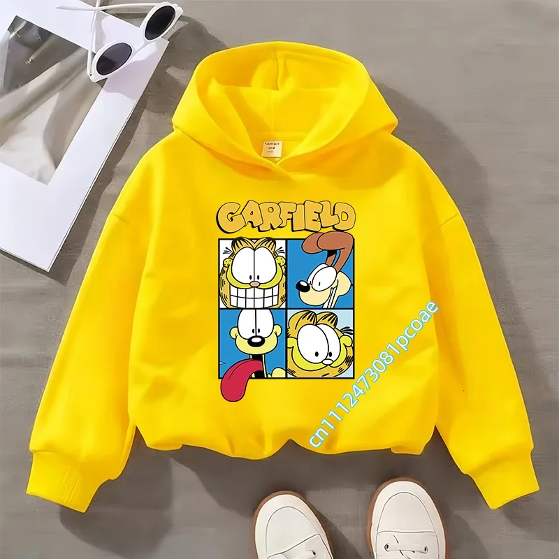 2026 New Garfield Cat Kids Hoodie Boys' Sport Shirt Girls' Casual Top Cartoon Print Autumn/Winter Long Sleeve