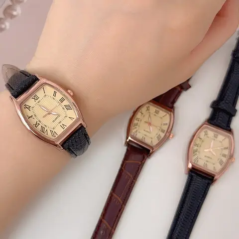 Frauen Retro PU Lederband Uhren Qualitäten Damen Legierung Armbanduhren Koreanische Mode Marke Modische Braun Relogio feminino