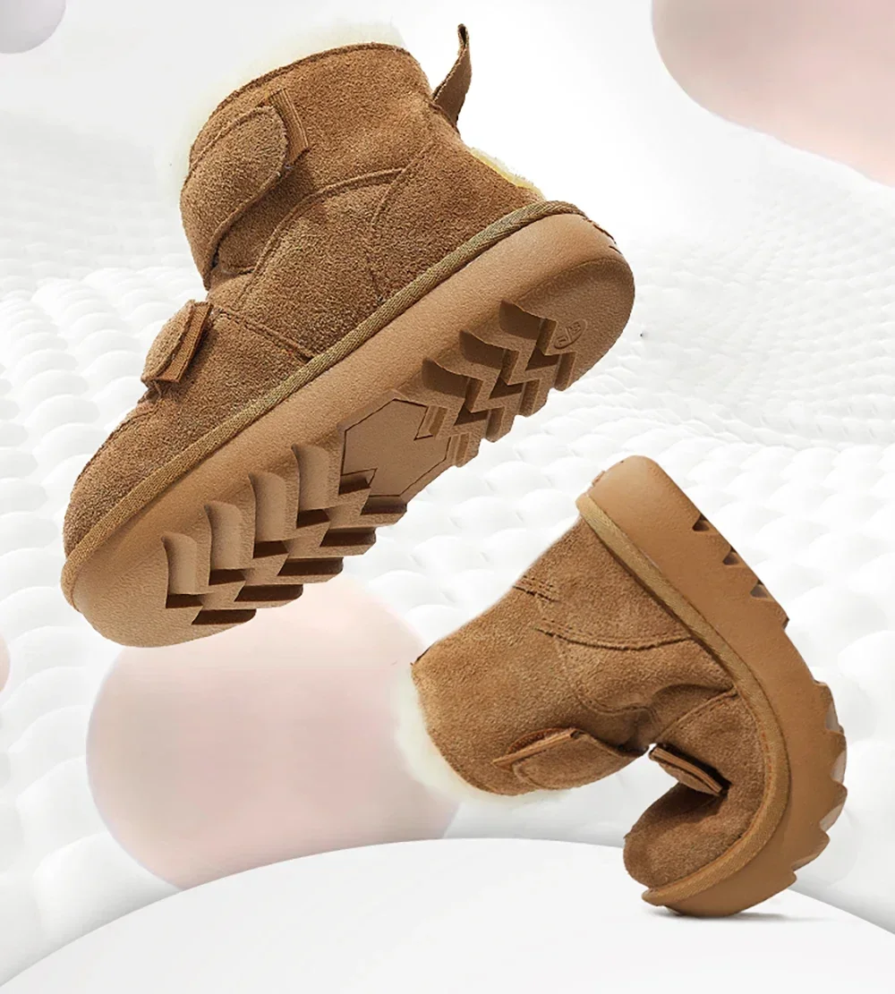 الأطفال الشتاء الصوف الثلوج الأحذية بولي Leather الجلود أحذية مضادة للماء الاطفال أفخم الأحذية المضادة للانزلاق سميكة الدافئة الفتيان الفتيات أحذية كاجوال