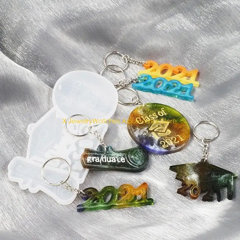 

31KD Силиконовые формы для выпускных колпачков из смолы для форм для брелоков Выпускной подарок