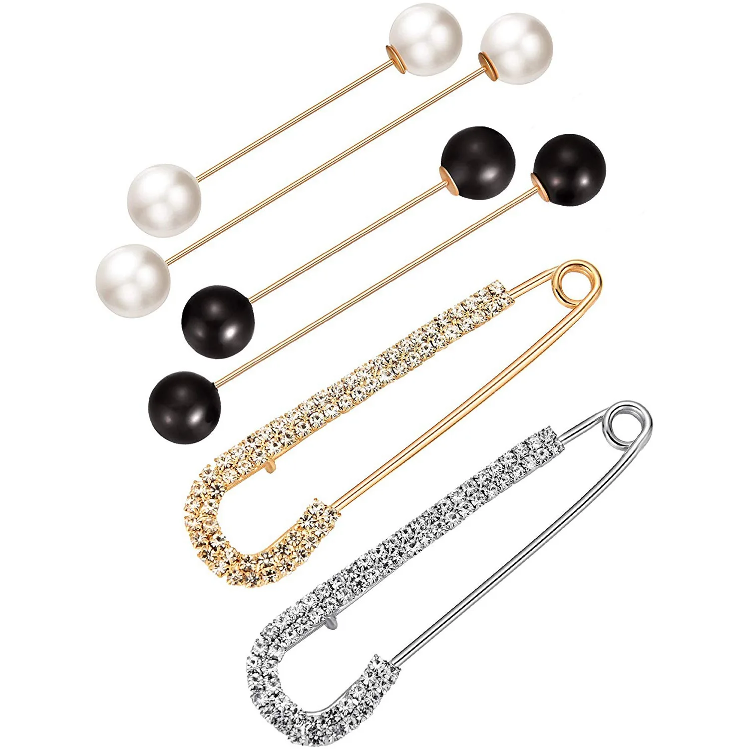 CXZD-6 Pieces Sweater Shawl Clips Set, Include Faux Pearl Brooch Pins