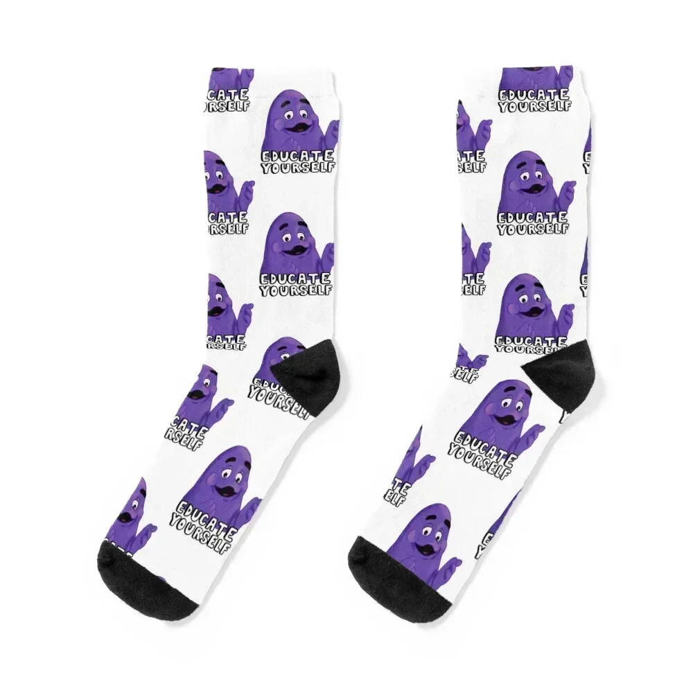 

Grimace educate yourself Socks hip hop funny gift crazy happy Men's Socks Women's