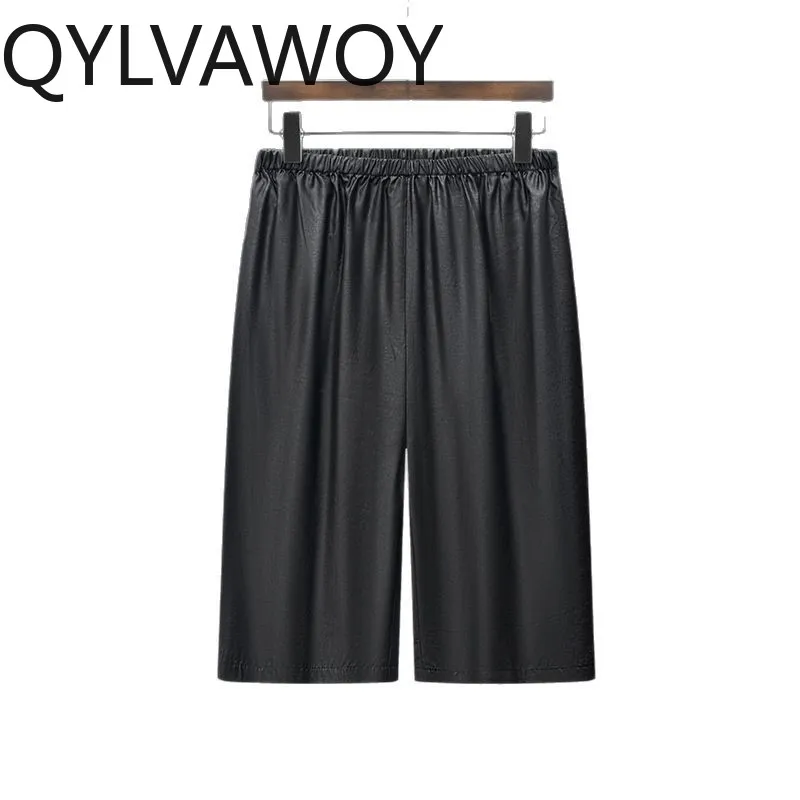 

QYLVAWOY Men Pants Xiangyunsha Short Pants 100% Pure Mulberry Silk Pants for Man Summer Elastic Waist Pantalones Hombre Casual