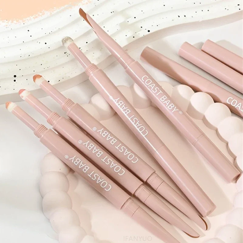 Double Ended Liggende Zijderups Eyeliner Potlood Naakt Roze Diamant Glitter Matte Markeerstift Oog Bleekmiddel Make-up Cosmetica