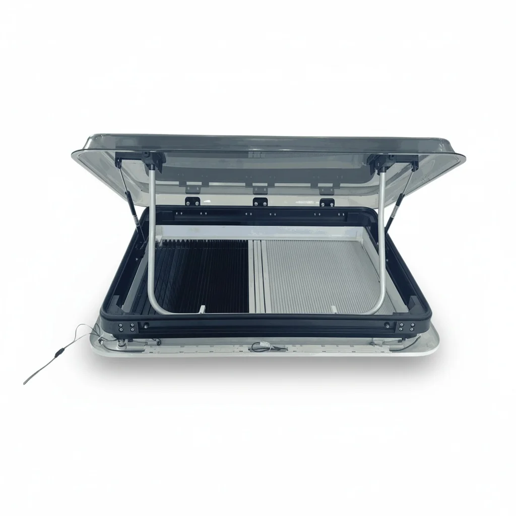 

RV Roof Skylight, 700x500mm Aluminum Alloy Camper LED Roof Vent, Manual Opening Anti-UV Acrylic Window for Motorhome, Heavy Duty